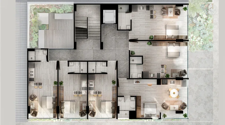 Apartamento de altura sencilla con diseño moderno